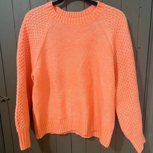 J Crew Orange Sweater - with honeycomb knit sleeves